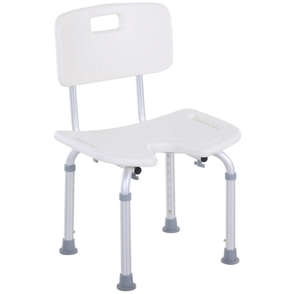 HOMCOM Adjustable Aluminum Shower Bath Stool Spa Chair Non-Slip Feet, Handle by Unbranded