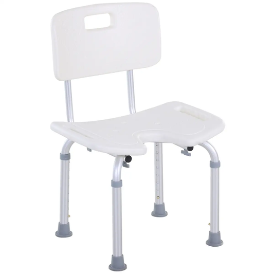 HOMCOM Adjustable Aluminum Shower Bath Stool Spa Chair Non-Slip Feet, Handle by Unbranded