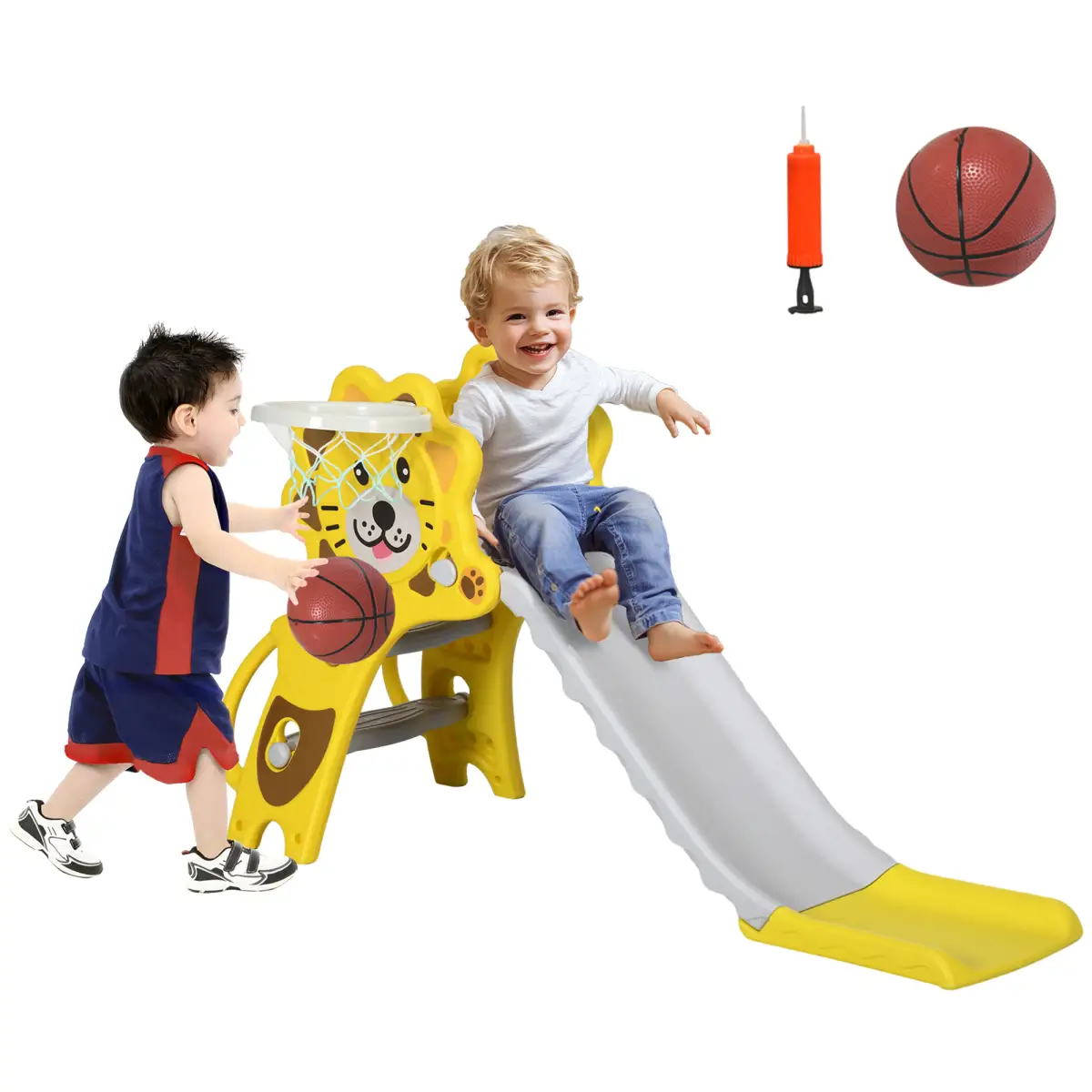 AIYAPLAY 2 in 1 Kids Slide for Indoor Use with Basketball Hoop for 18-36 Months by AIYAPLAY
