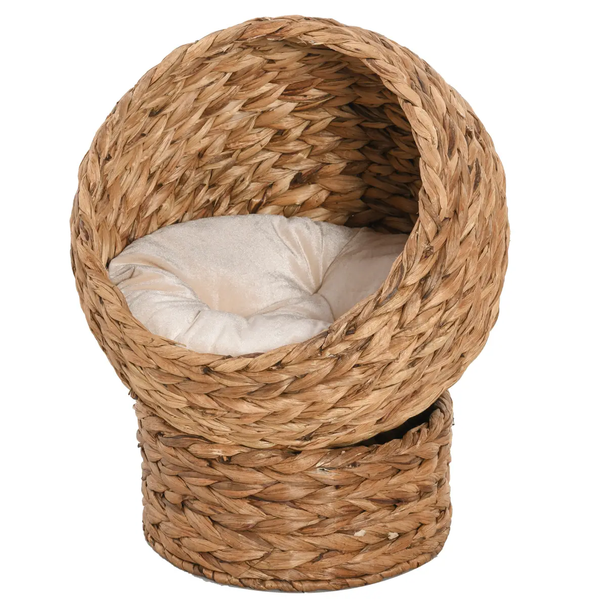 Wicker Cat House, Raised Cat Bed with Cylindrical Base, 42 x 33 x 52cm by PawHut