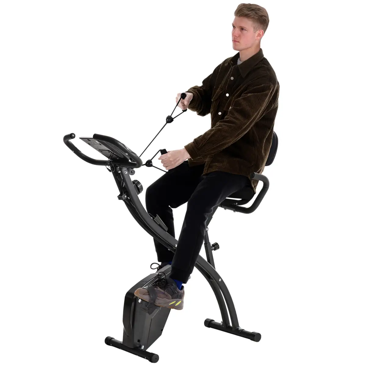 2-In-1 Upright Exercise Bike 8-Level Adjustable with Pulse Sensor Black HOMCOM by Unbranded