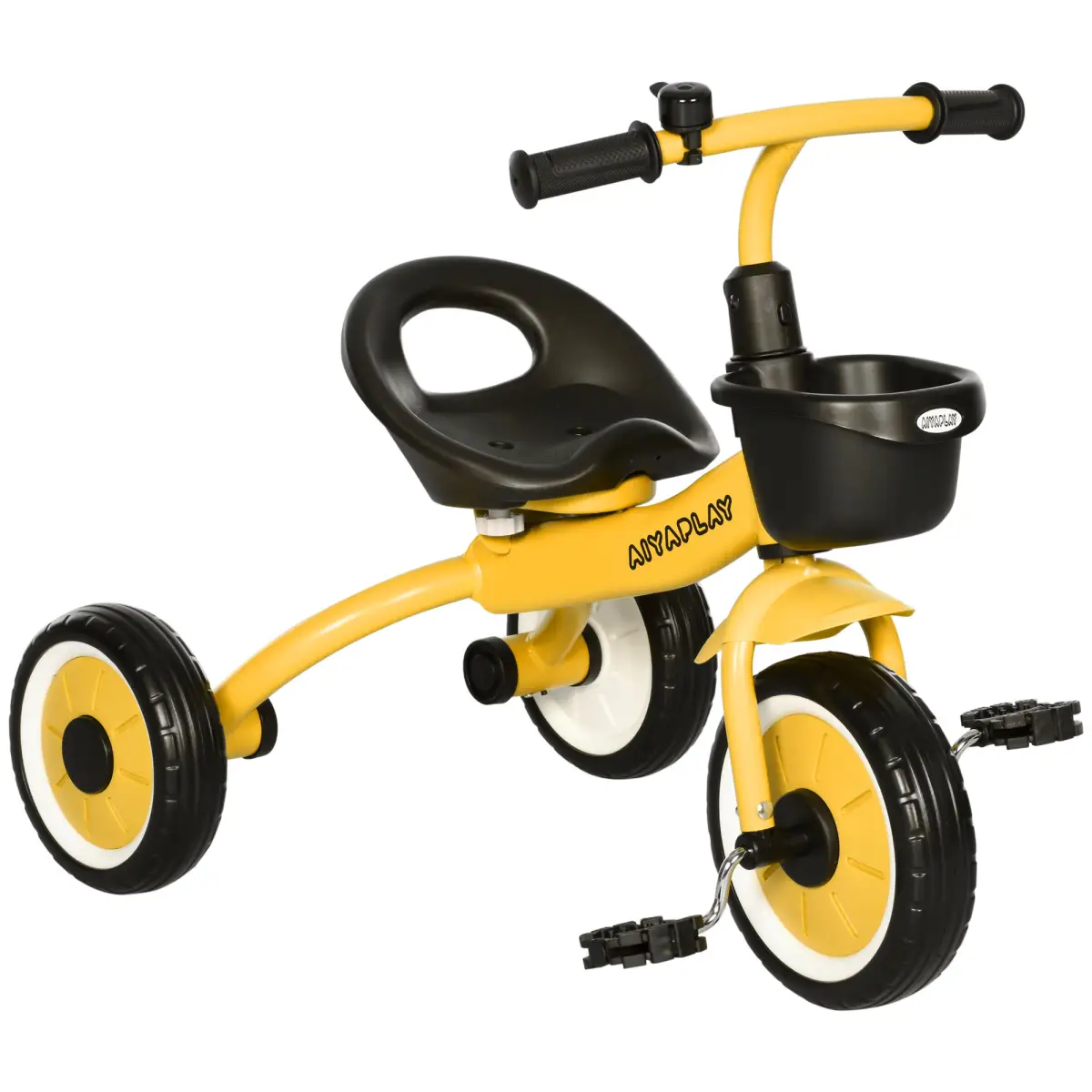 AIYAPLAY Trike with Adjustable Seat Basket Kids Tricycle for 2-5 Year Old Yellow by AIYAPLAY