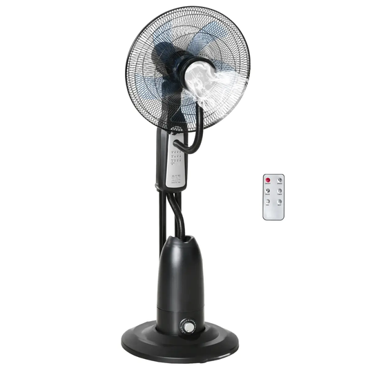 Pedestal Fan with Water Mist Spray Standing Fan w/ 2.8L Water Tank Black by HOMCOM