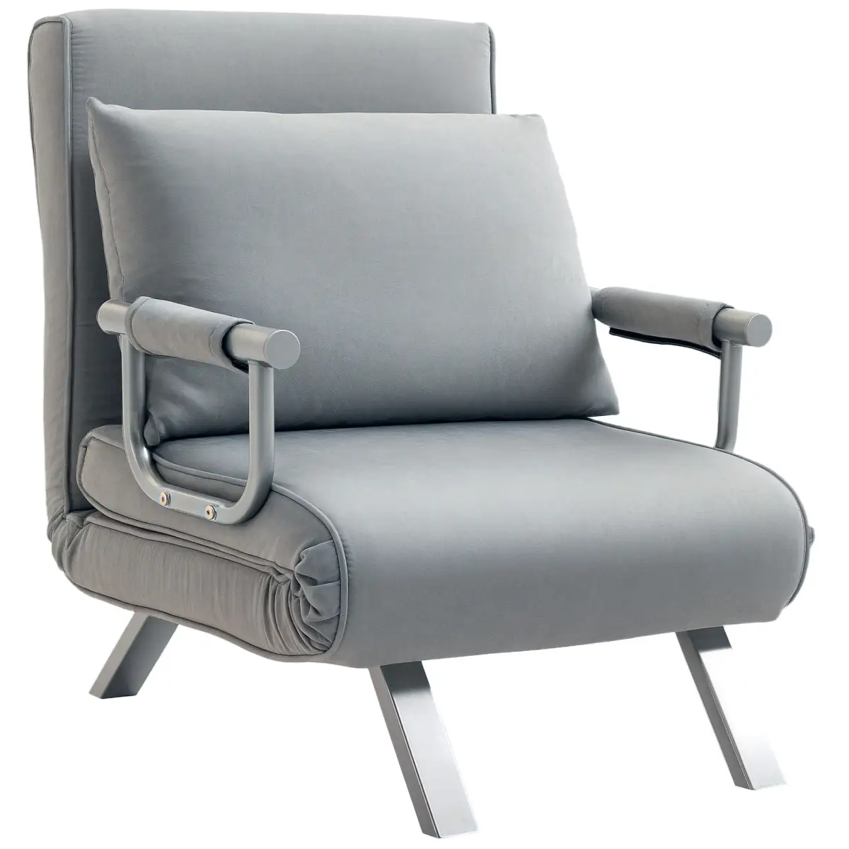 Sofa Bed Foldable Portable Armchair Sleeper Lounge Pillow Light Grey by HOMCOM