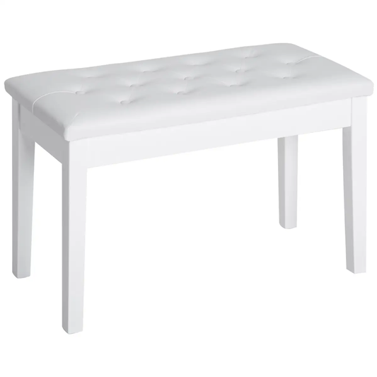 Classic Digital Keyboard Piano Bench Makeup Padded Seat Stool Solid Wood White by HOMCOM