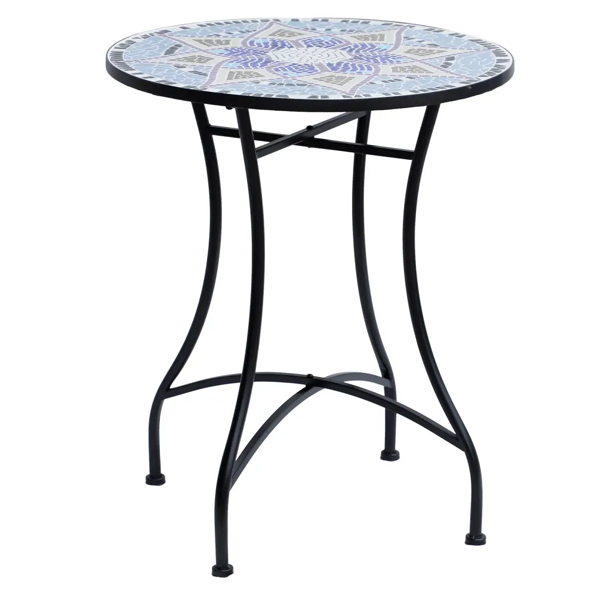 Outsunny Garden Table, Mosaic Round Patio Side Table with 60cm Ceramic Top by Outsunny