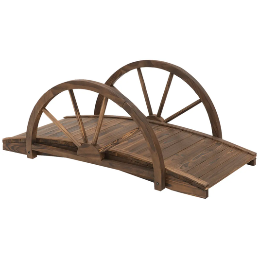 Fir Wood Outdoor Garden Decor Walkway Bridge Brown by Outsunny