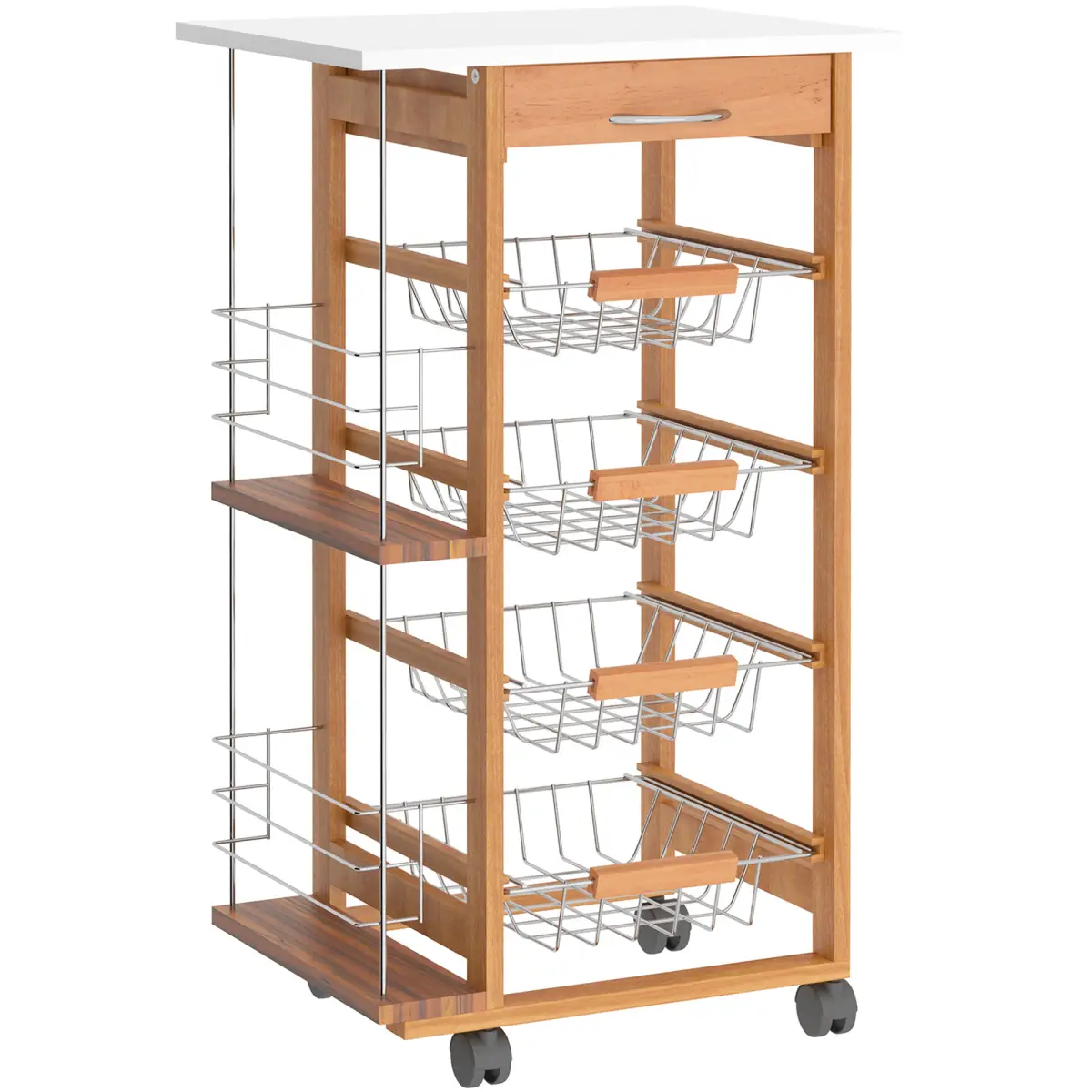 MDF Multifunction Kitchen Island Trolley-Brown by HOMCOM