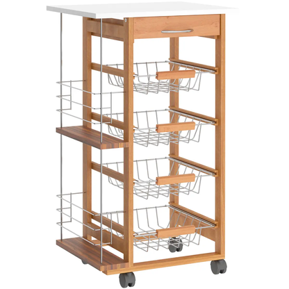 MDF Multifunction Kitchen Island Trolley-Brown by HOMCOM