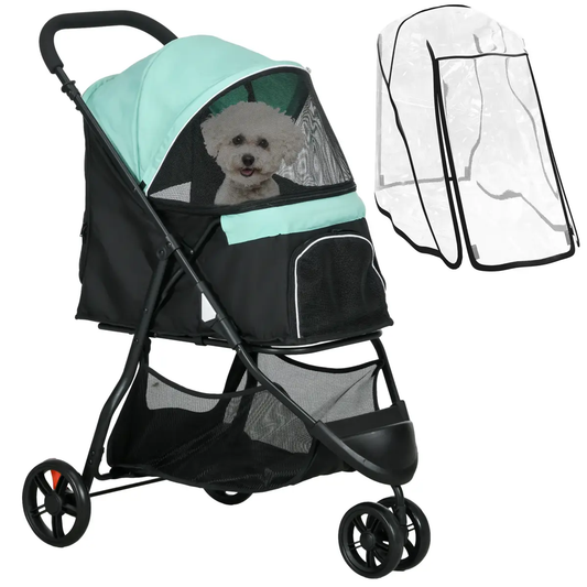 PawHut Dog Stroller for XS Dogs, S Dogs, Cats with Rain Cover - Green by PawHut