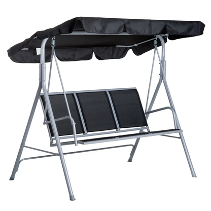 Outdoor 3-Seater Swing Chair-Black by Outsunny