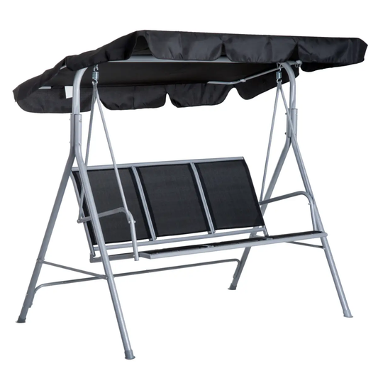 Outdoor 3-Seater Swing Chair-Black by Outsunny