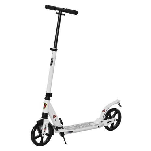 Kick Scooter Folding 2 Big Wheels Adjustable Adult Teens For 14 White HOMCOM by Unbranded