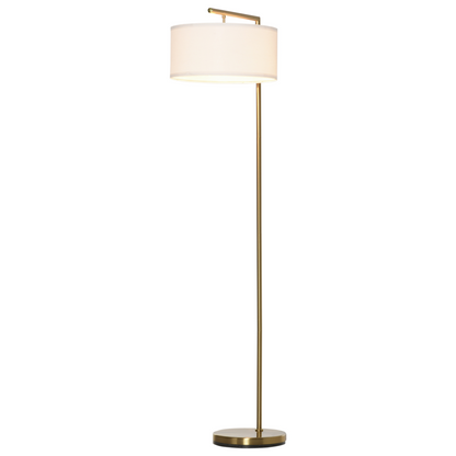 Floor Lamp with Linen Lampshade Round Base for Living Room Bedroom HOMCOM by Unbranded