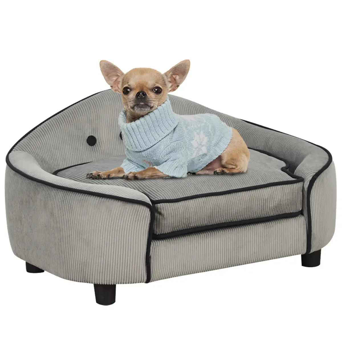 Dog Sofa Bed Pet Chair w/ Sponge Padded Cushion for XS and S Size Dogs - Grey by PawHut