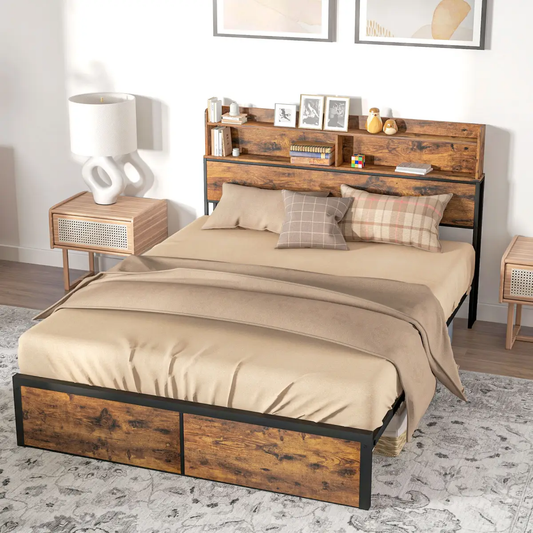 HOMCOM 5.2FT King Bed Frame with Storage Headboard and Under Bed Storage by HOMCOM
