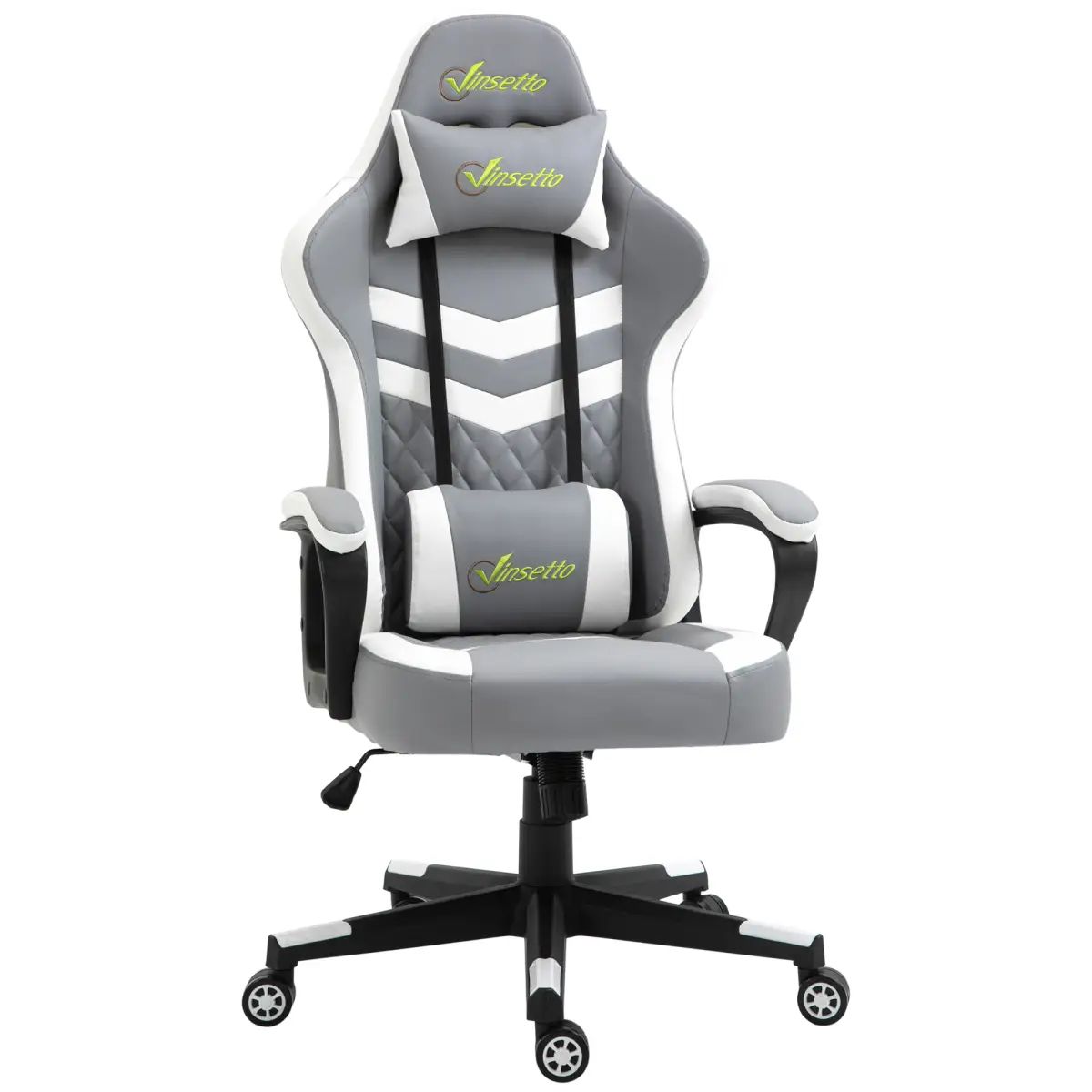 Racing Gaming Chair w/ Lumbar Support, Headrest, Gamer Office Chair, Grey White by Unbranded