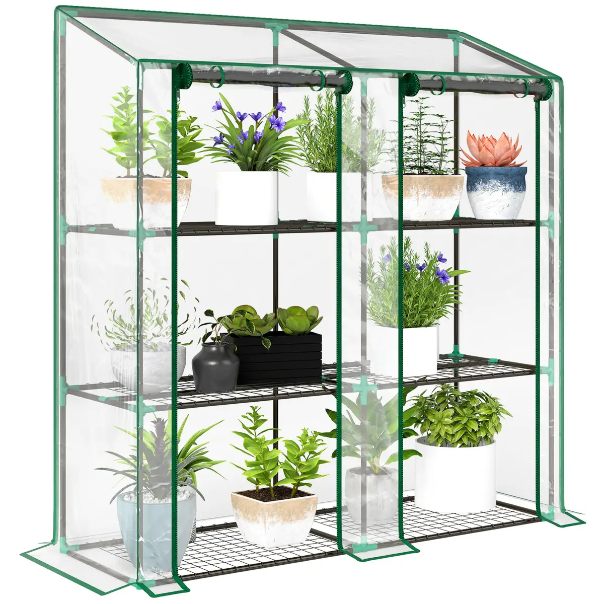 Outsunny Mini Green House with 3 Tier Shelves, 151H x 143W x 46Dcm, Clear by Outsunny