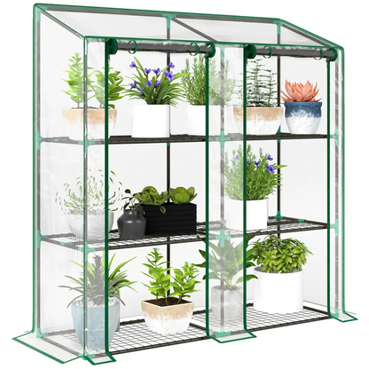 Outsunny Mini Green House with 3 Tier Shelves, 151H x 143W x 46Dcm, Clear by Outsunny