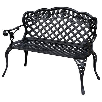Garden Bench, Cast Aluminium, 107Lx58Wx85H cm-Black by Outsunny