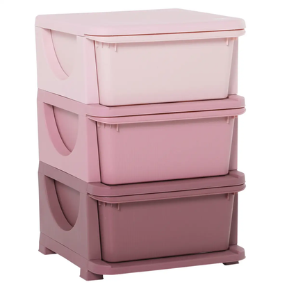 HOMCOM Kids Storage Units with Drawers 3 Tier Chest Vertical Dresser Tower by Unbranded