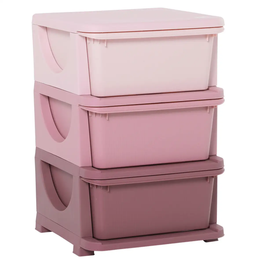 HOMCOM Kids Storage Units with Drawers 3 Tier Chest Vertical Dresser Tower by Unbranded