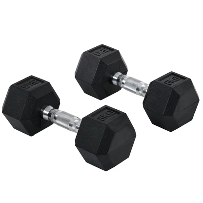 Hexagonal Dumbbells Kit Weight Lifting Exercise for Home Fitness 2x8kg HOMCOM by Unbranded