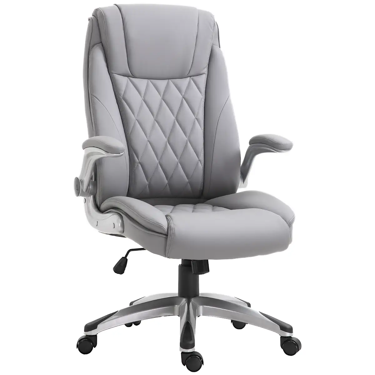 High Back Executive Office Chair Home Swivel PU Leather Chair, Grey by Vinsetto