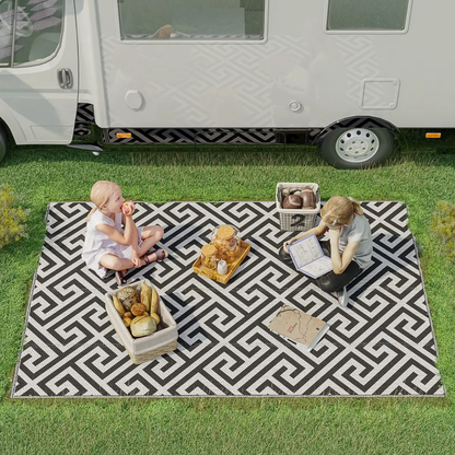 121x182cm Reversible Outdoor Rug Portable Plastic Straw RV Outsunny by Unbranded