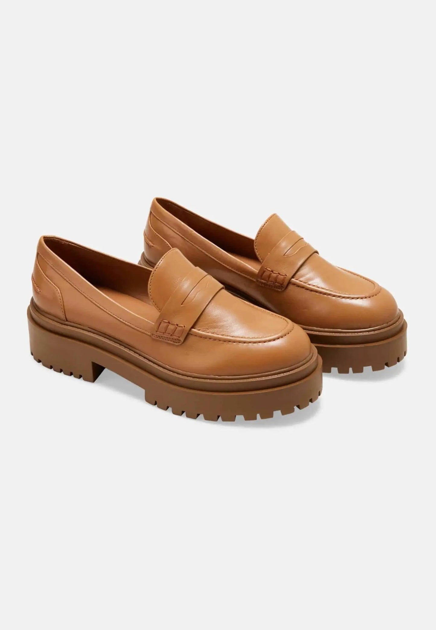 Women’s Brown Leather Loafers – Chunky Block Sole Design by Atelier
