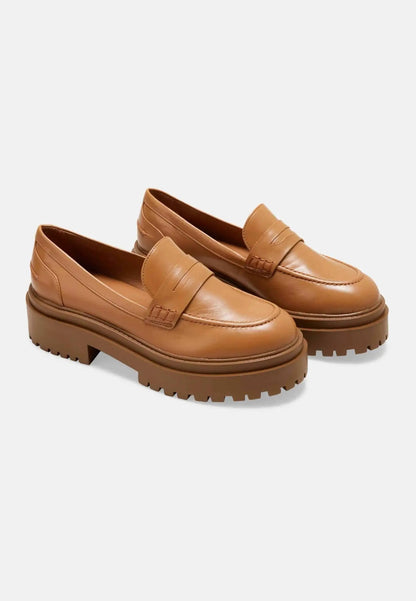 Women’s Brown Leather Loafers – Chunky Block Sole Design by Atelier