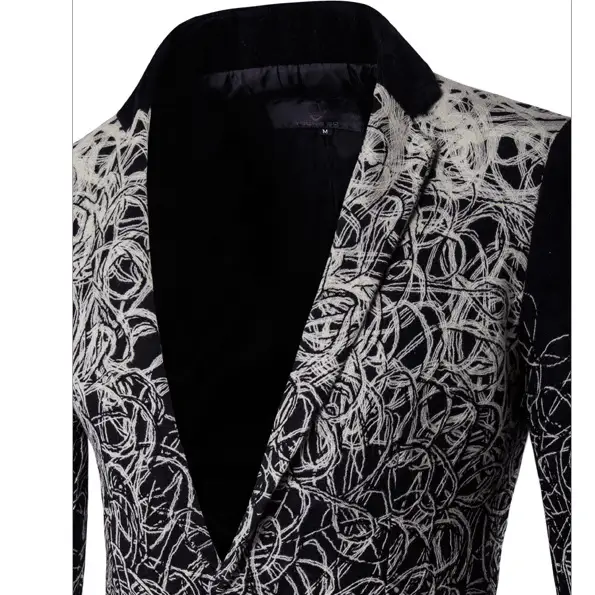 Men's black and grey party suit with knit details by EDKAY COLLECTION UK