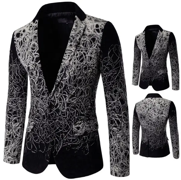 Men's black and grey party suit with knit details by EDKAY COLLECTION UK