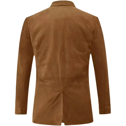 Mens Camel Brown Suede Leather Blazer