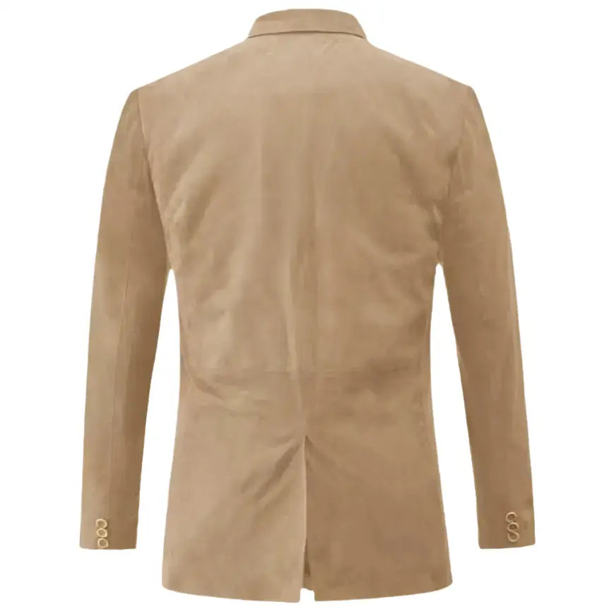 Mens Camel Brown Suede Leather Blazer