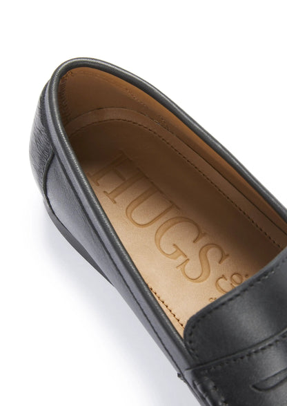 Boat Loafers, black leather by Hugs & Co.