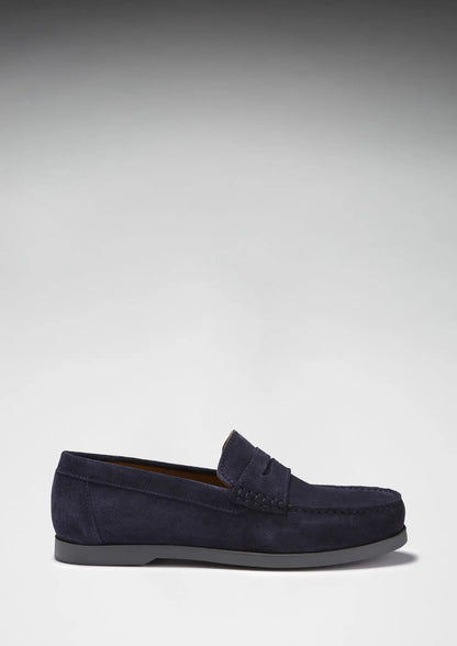 Boat Loafers, navy blue suede by Hugs & Co.