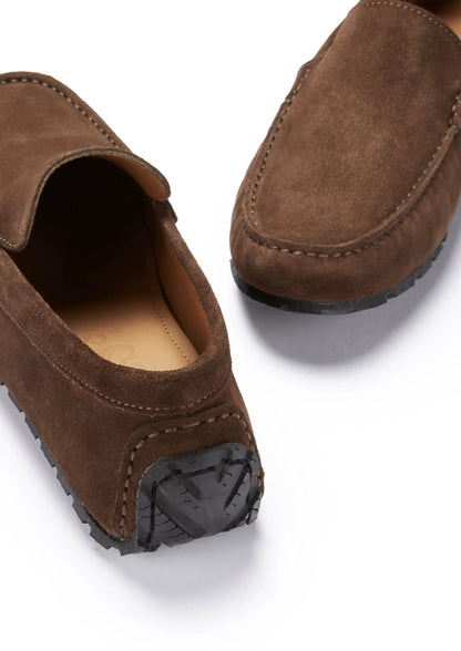 Tyre Sole Driving Loafers, brown suede by Hugs & Co.