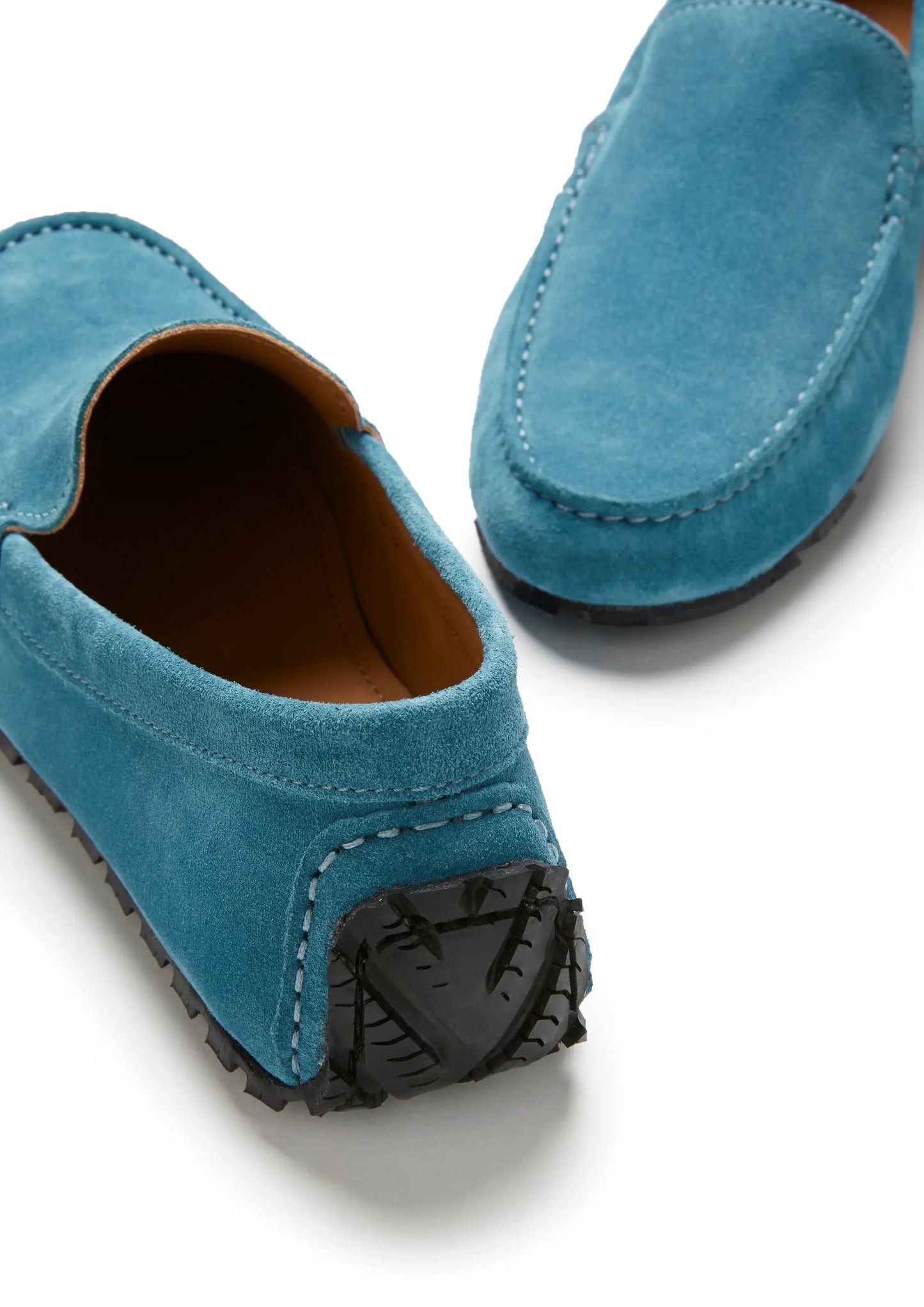 Tyre Sole Driving Loafers, petrol blue suede by Hugs & Co.
