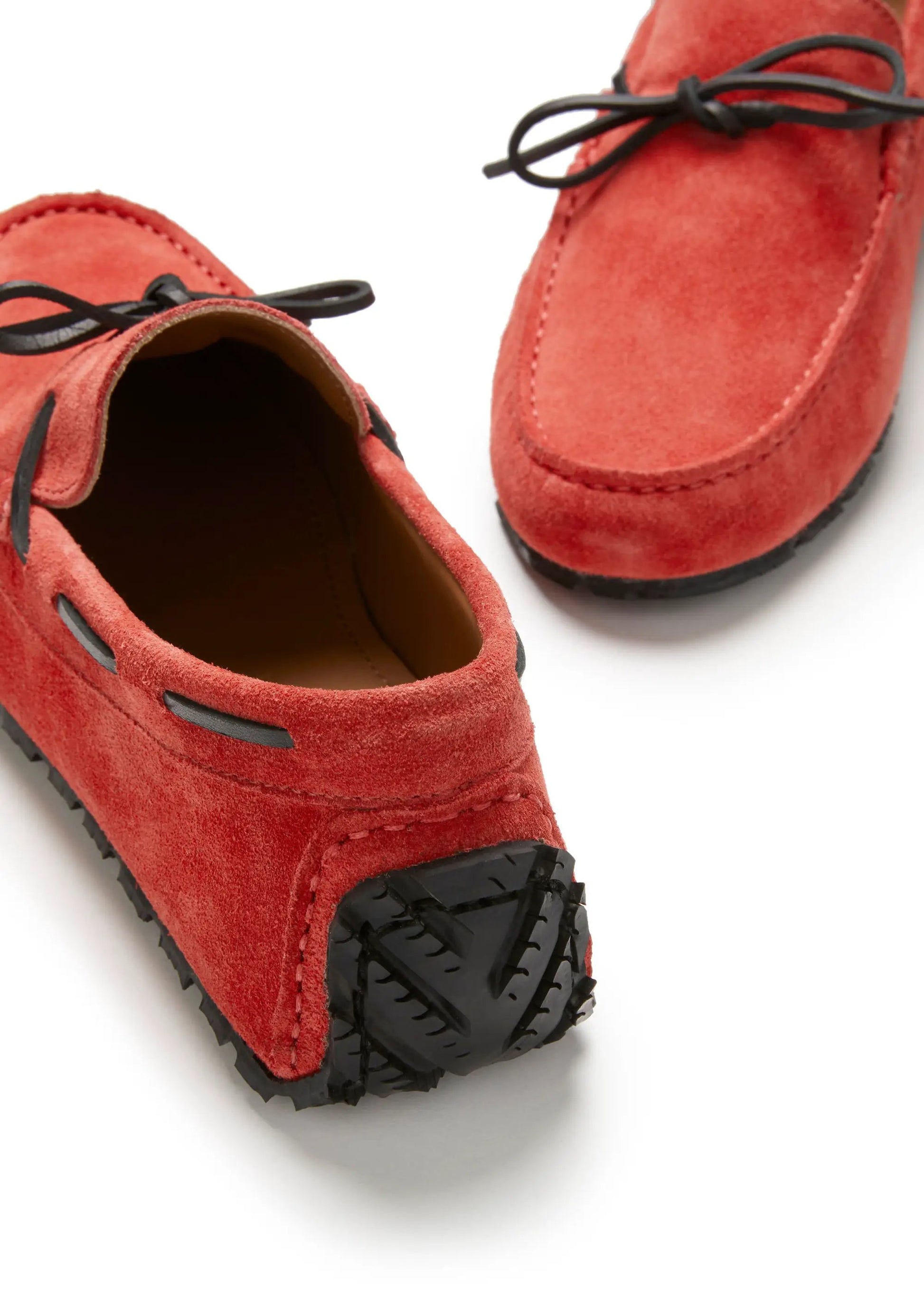 Tyre Sole Laced Driving Loafers, red suede by Hugs & Co.