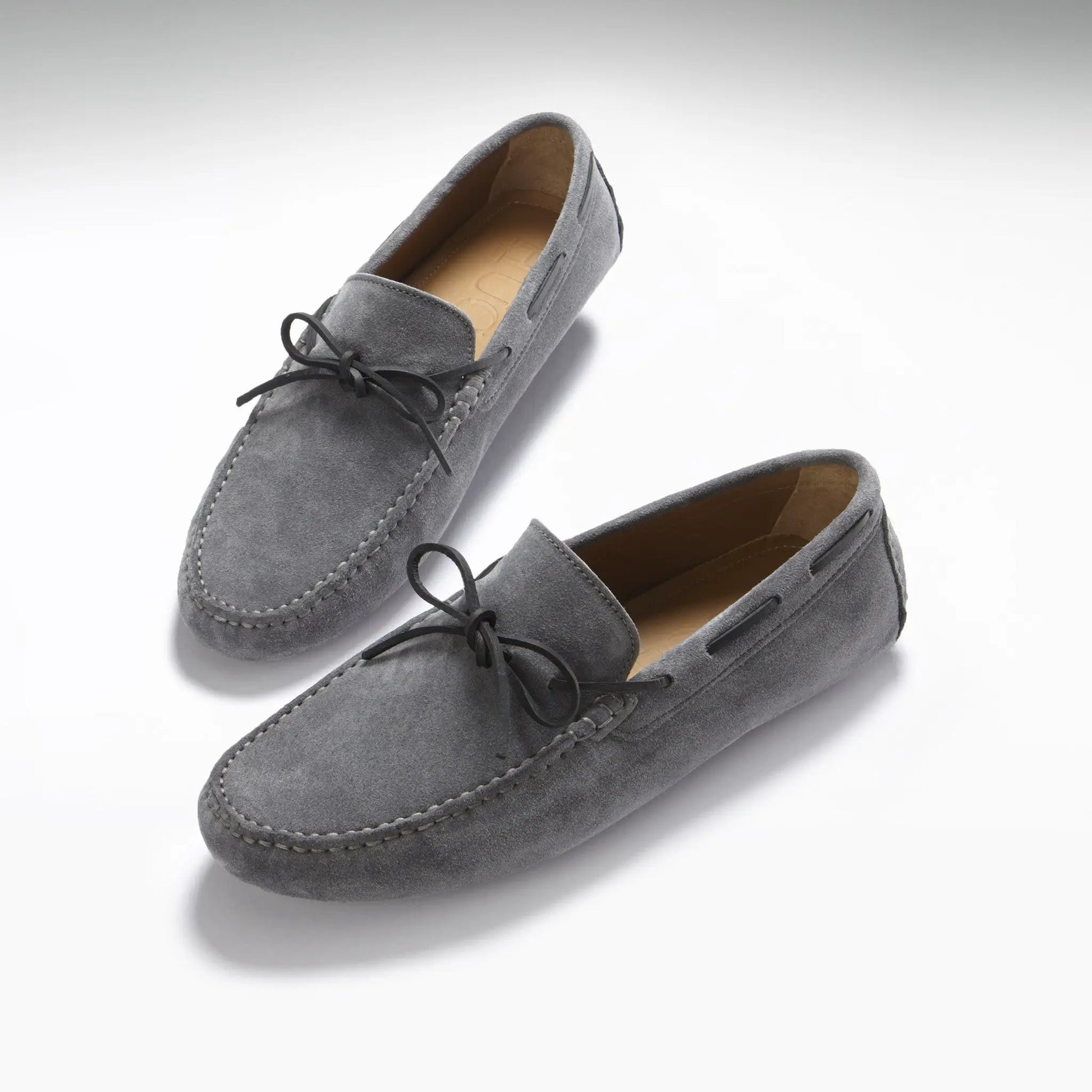 Laced Driving Loafers, slate grey suede by Hugs & Co.