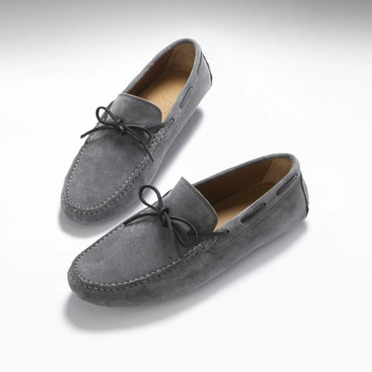 Laced Driving Loafers, slate grey suede by Hugs & Co.