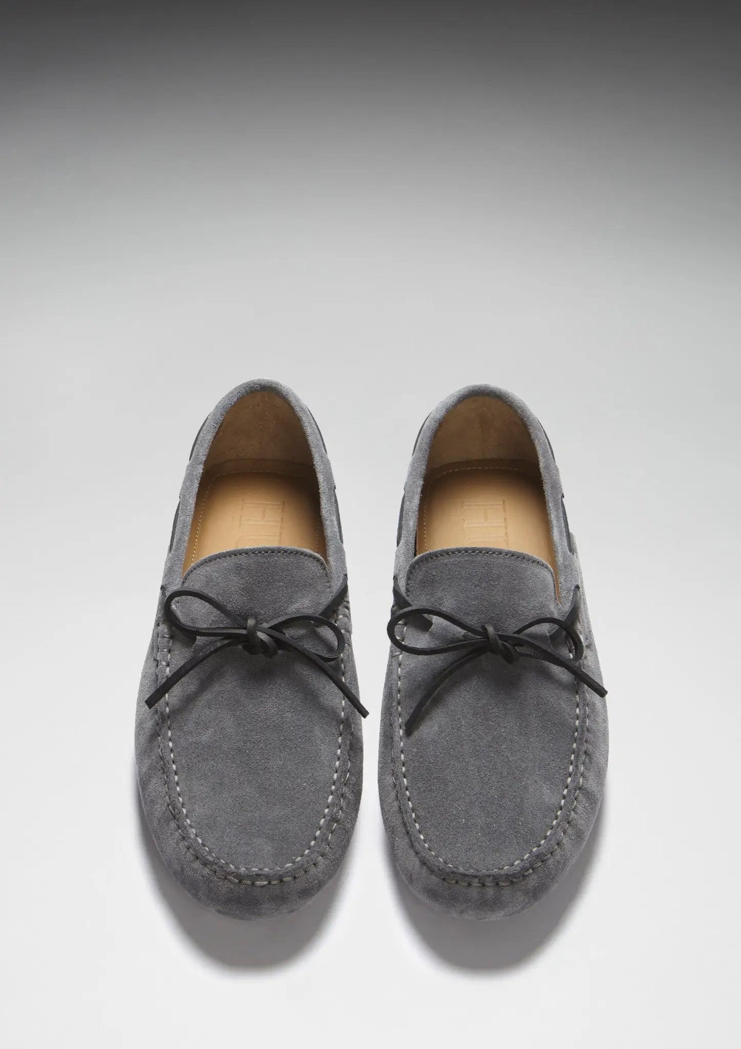 Laced Driving Loafers, slate grey suede by Hugs & Co.