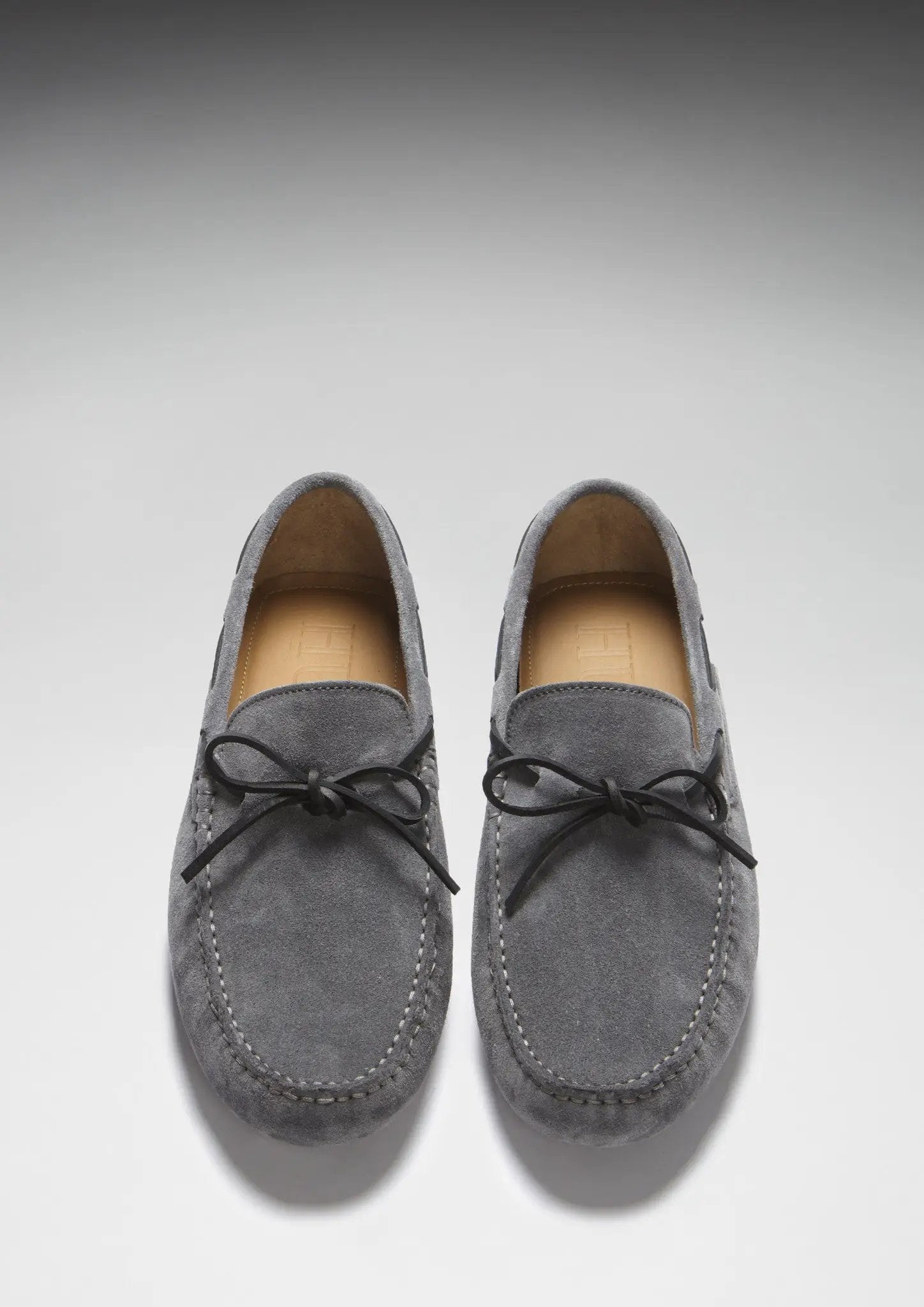 Laced Driving Loafers, slate grey suede by Hugs & Co.