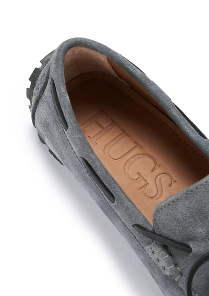 Tyre Sole Laced Driving Loafers, slate grey suede by Hugs & Co.