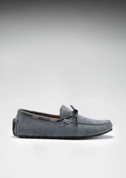 Tyre Sole Laced Driving Loafers, slate grey suede by Hugs & Co.
