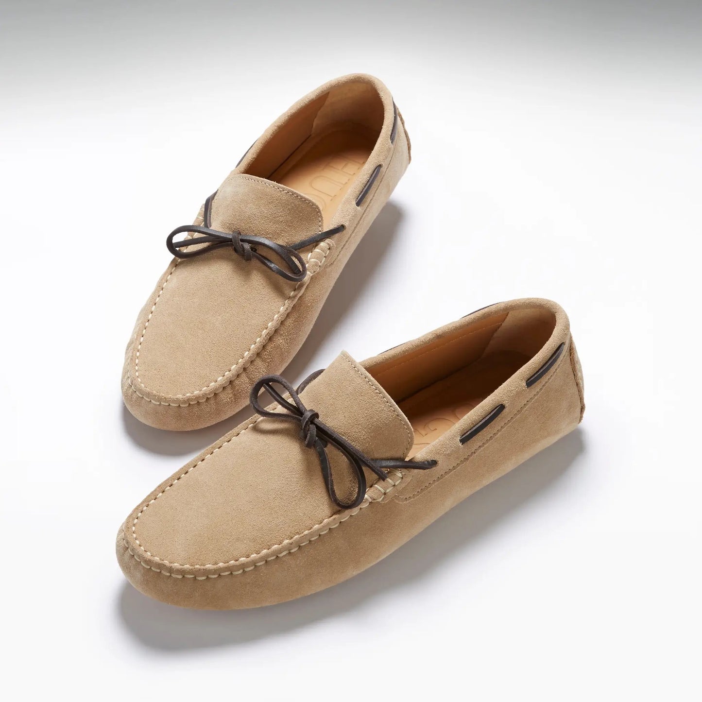 Laced Driving Loafers, taupe suede by Hugs & Co.