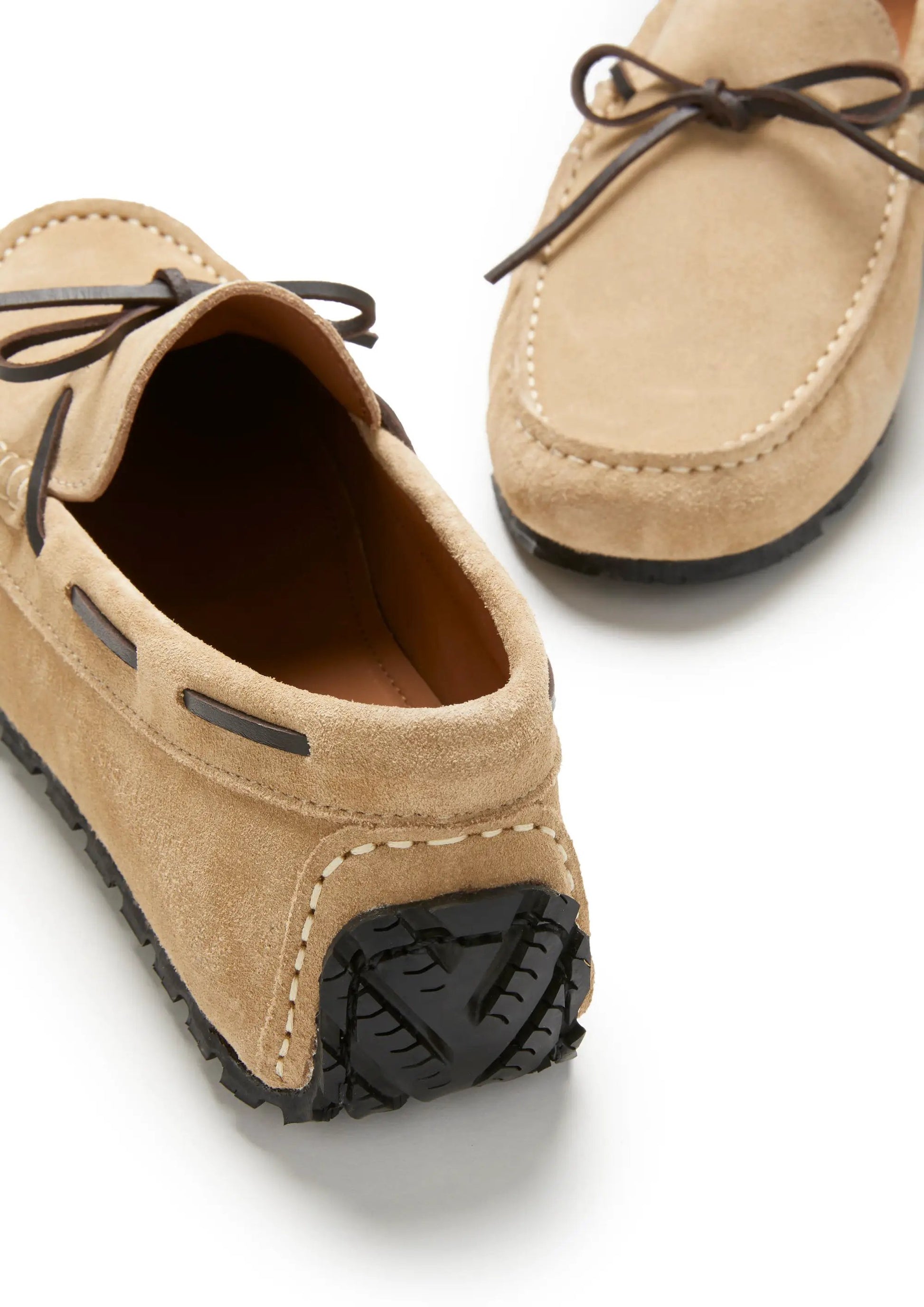 Tyre Sole Laced Driving Loafers, taupe suede by Hugs & Co.