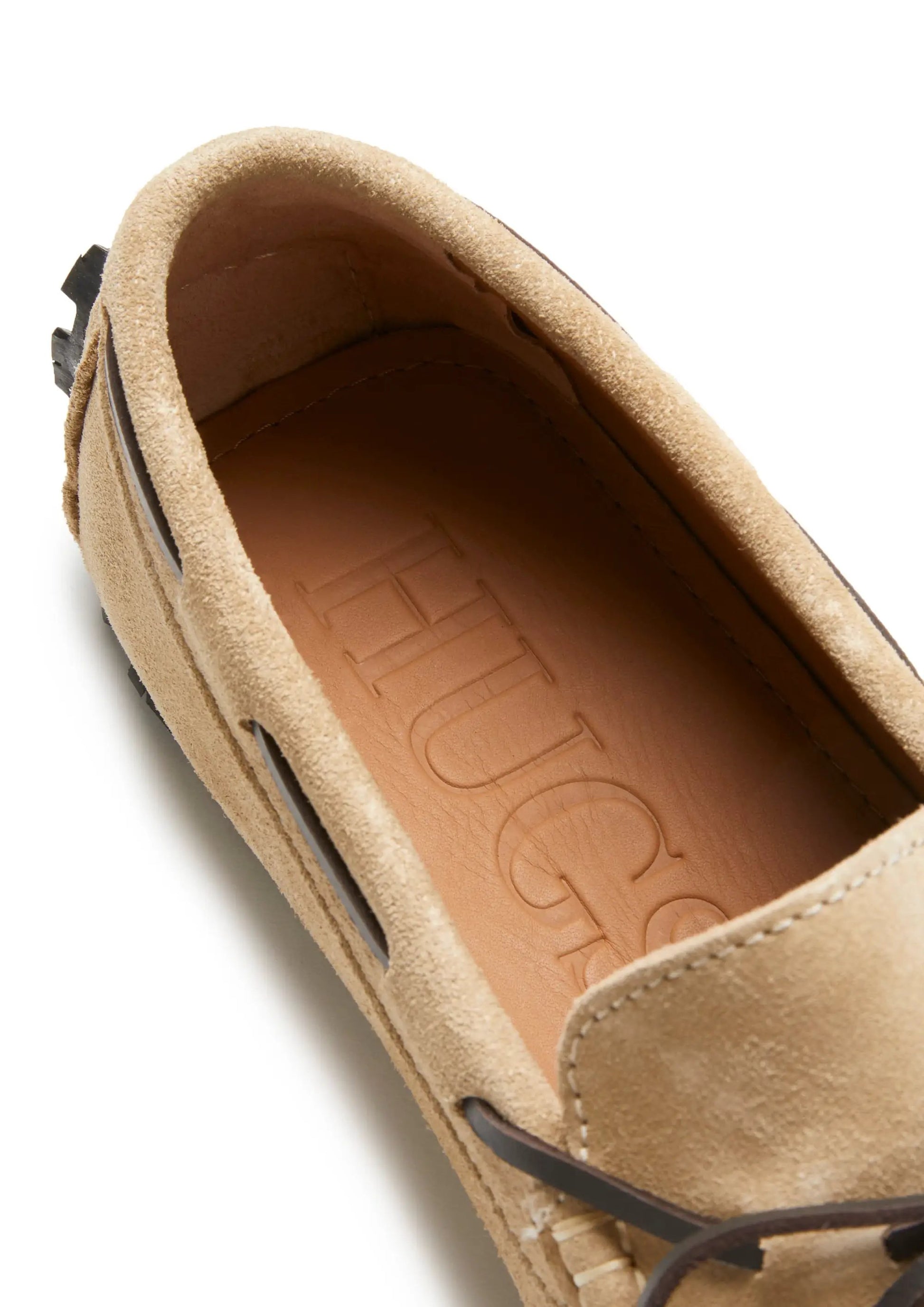 Tyre Sole Laced Driving Loafers, taupe suede by Hugs & Co.