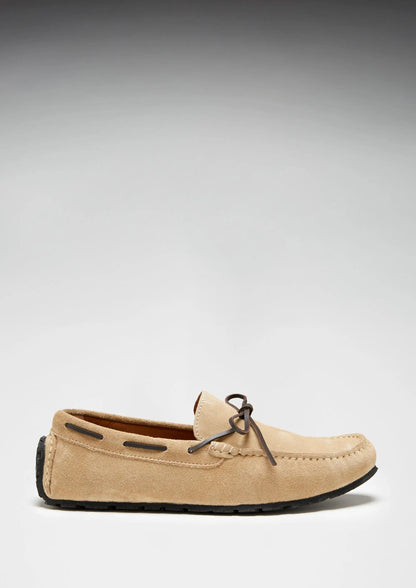 Tyre Sole Laced Driving Loafers, taupe suede by Hugs & Co.
